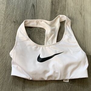 Nike White Racerback Sports Bra with Black Swoosh Logo